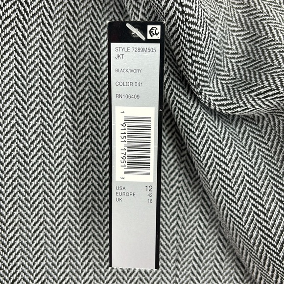 Tahari ASL Open Front Herringbone Cropped Suit Jacket Blazer Women’s Size 12 NWT - Picture 8 of 11